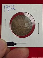 Reverse side showing ONE CENT CANADA 1912