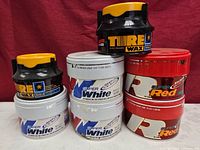 Front view showing all Soft99 wax containers stacked