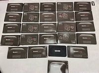 Top view of all boxed Magiccard STY-128 units and one loose sample