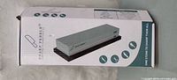 Retail box showing Sharp Pebble premium whetstone kit image and specifications