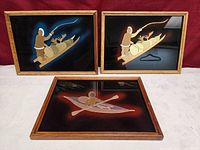 Group shot of all three framed Inuit style veneer panels