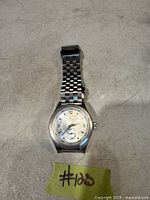 Front view of Lucien Picard stainless steel wristwatch showing dial and bracelet