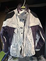 Front view of Helly Hansen winter jacket hanging