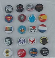 Front view of first group of assorted buttons