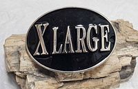 Front view showing XLARGE lettering on black enamel
