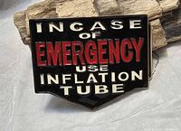 Front view showing text and enamel finish