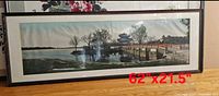 Full framed panoramic Chinese landscape print on tabletop