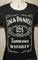 Front view showing full Jack Daniel's Old No.7 Tennessee Whiskey graphic and size label L