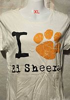 Front view showing size XL Ed Sheeran paw print graphic T-shirt