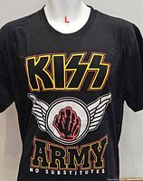 Front of black KISS Army T-shirt showing main graphic