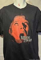 Front view showing graphic and size indicator on mannequin