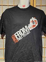 Front view of black "From First To Last" graphic T-shirt showing size indicator