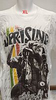 Front view showing full Bob Marley "Uprising" graphic and size indication
