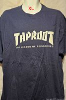 Front view of navy Taproot T-shirt size XL