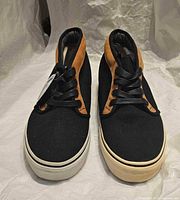 Front view of both Vans Chukka Boot shoes