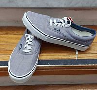 Side view of Vans Era plaid sneakers