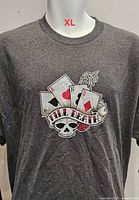 Full front view of Vans XL grey T-shirt with graphic