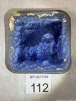 top view of square crystalline glazed dish