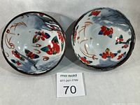 Two Arita/Imari bowls interior view showing design