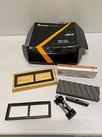 Kit contents with box, bamboo base, rubber holder, flattening stone, angle guide, 3000/8000 stone