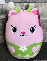 Front view of pink and green Kitty Fairy plush