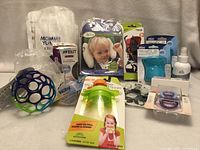Group shot of all new baby items in packaging