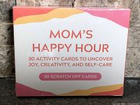 Front of sealed Mom's Happy Hour box