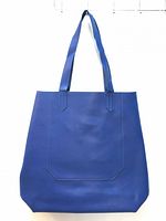front view of cobalt blue faux leather tote bag