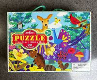 Front of sealed eeBoo Life on Earth 20-piece puzzle box showing artwork and piece count