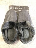 Top view of pair showing perforated microsuede upper and faux fur collars