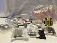 overview of all assorted hardware items in bags and loose