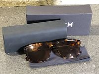 Sunglasses with case, box and cloth displayed