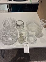 Group shot showing all crystal and glass pieces on table