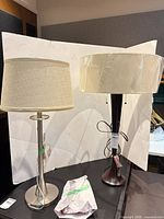 Front view of both table lamps showing shades and bases