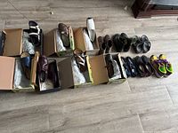 Group shot of all boxed and unboxed pairs on floor
