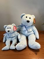 Both Ty It’s A Boy bears side by side showing size difference and tags