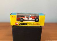 Boxed Corgi Toys Lotus Climax F1 model front view