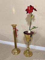 Column pedestal and chalice urn pedestal with artificial flower