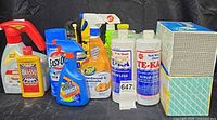 Group shot of all 14 cleaning, insect control, polish and tissue items
