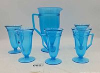 Pitcher and five mugs overview