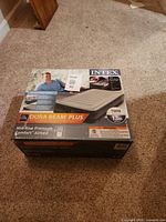 Front of boxed Intex Dura-Beam Plus Twin airbed