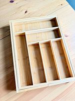 Top view of bamboo drawer insert contracted