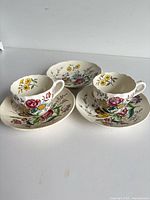 Complete set: two cups, two saucers, extra plate