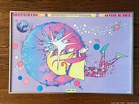 Full view of framed 1969 Peter Max Moon Landing poster