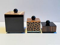 Front view of all three slag glass boxes