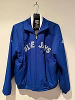 Front view showing full-zip and BLUE JAYS applique
