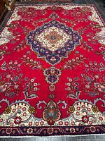 Full view of entire rug showing design and borders