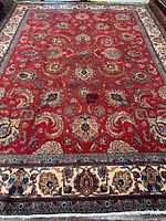 Full view of rug showing complete design and border