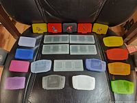 All cases arranged on chair showing quantity, colours and types