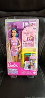 Front view of sealed Barbie Skipper First Jobs playset showing doll and accessories